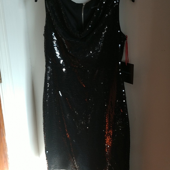 VVS DESIGNER Cynthia Rowley Cowl Neck Empire Waist Sequined Sheath Dress. NWT - Picture 2 of 7